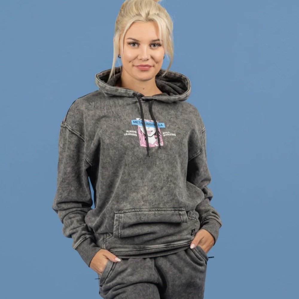 Metal Umbrella Hoodie Small Grey Anime Graphic SypherPK Streetwear Gamer Unisex